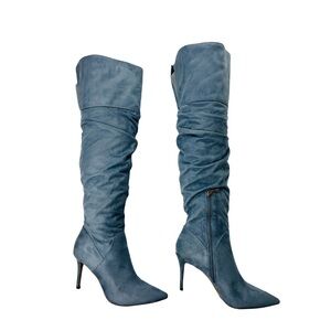 Jessica Simpson Blue Suede Over-the-Knee Boots Size 10 Stiletto Heel